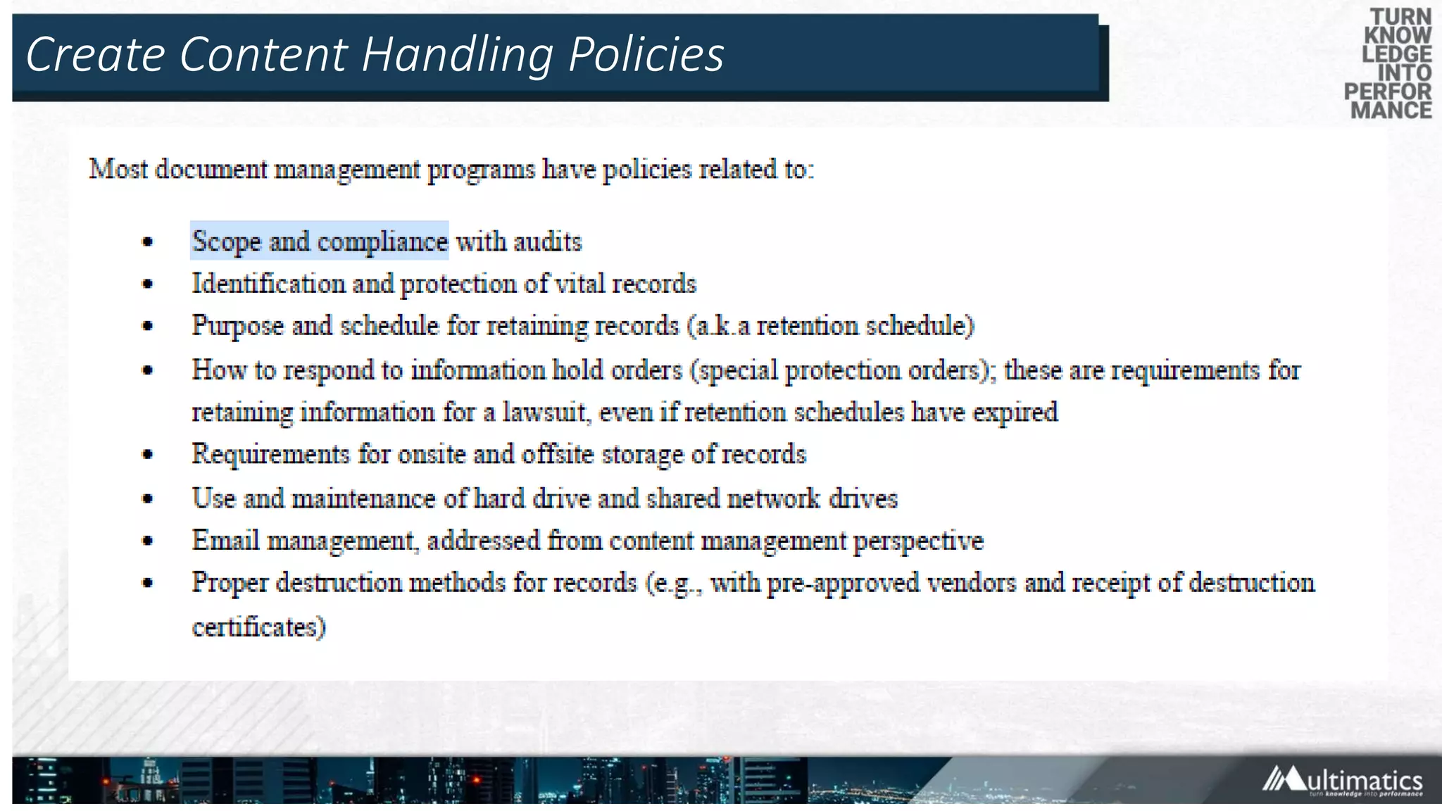Create Content Handling Policies
 