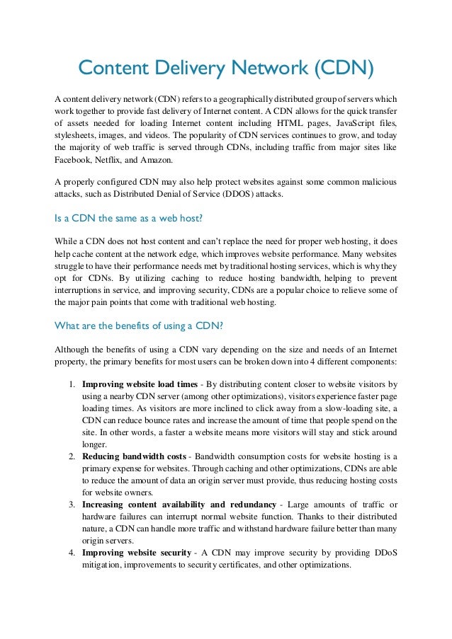 benefits of using a CDN