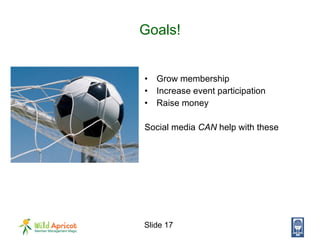 Goals! <ul><li>Grow membership </li></ul><ul><li>Increase event participation </li></ul><ul><li>Raise money </li></ul><ul>...