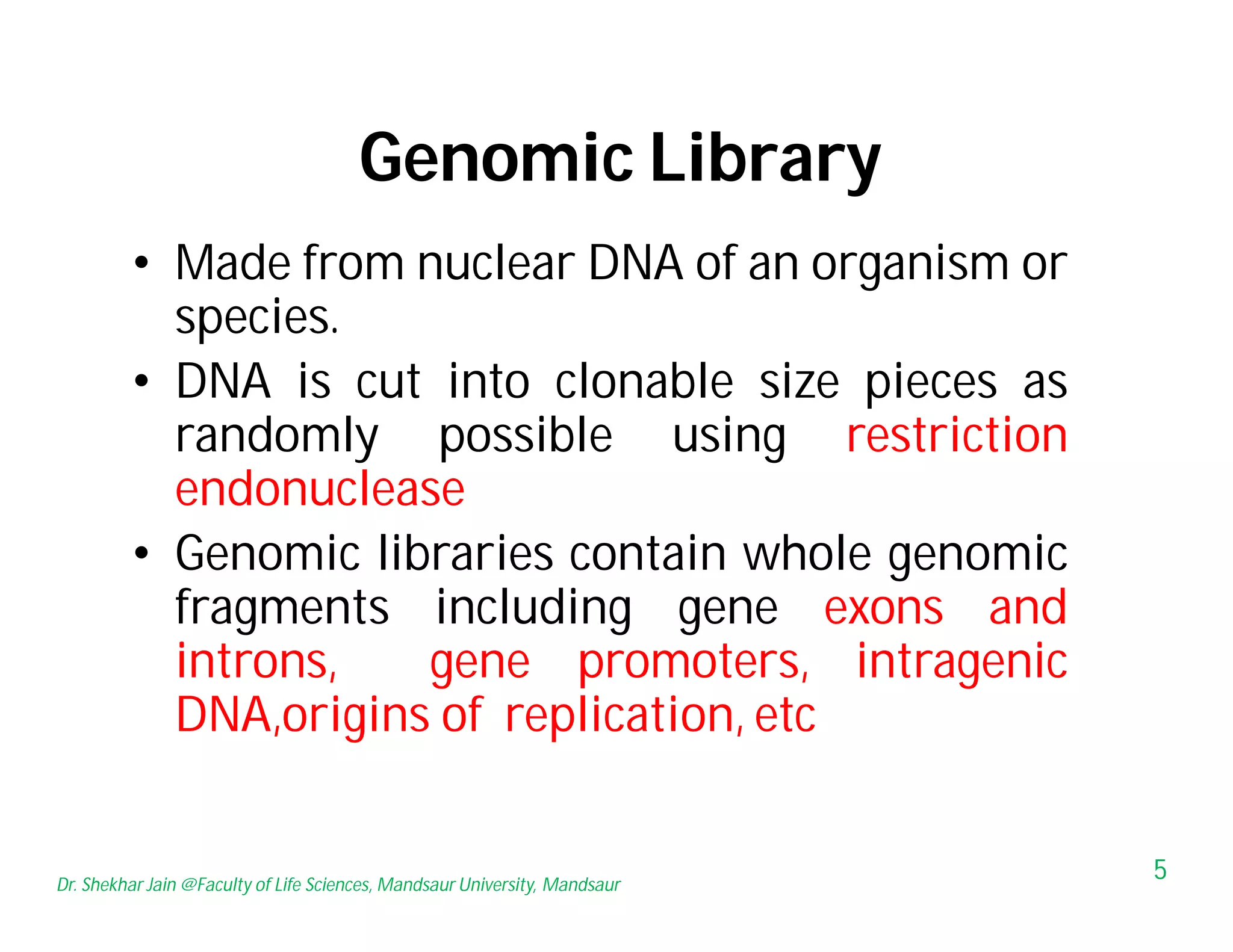 cDNA and Genomic libraries preparation | PPT