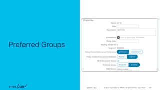 -
© 2024 Cisco and/or its affiliates. All rights reserved. Cisco Public
Preferred Groups
BRKDCN-2984 127
 