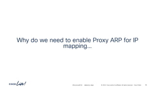 -
#CiscoLiveAPJC © 2024 Cisco and/or its affiliates. All rights reserved. Cisco Public
Why do we need to enable Proxy ARP for IP
mapping…
BRKDCN-2984 90
 