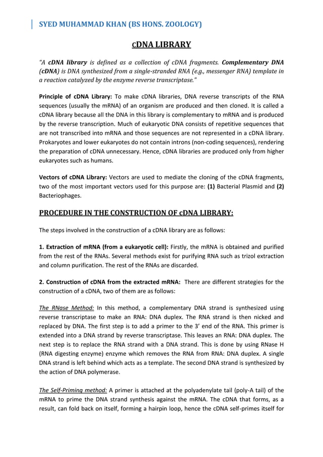 cDNA Library | PDF | Biological Sciences | Science