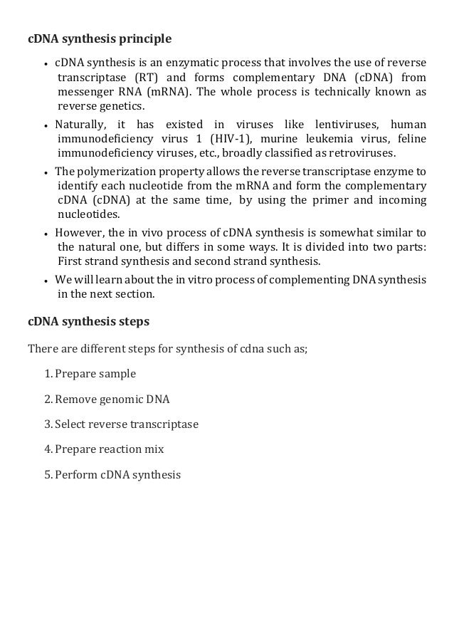 cDNA Synthesis Principle, Steps