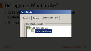 Debugging: What broke?
▪ MTTD/MTTR can be extremely low with this

system
▪ But not always

@lozzd • @ickymettle

 