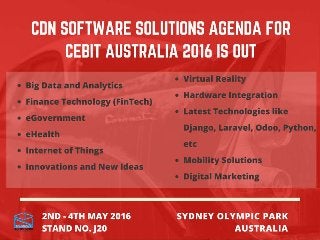 CDN Software Solutions Agenda for CeBIT Australia 2016 is Out