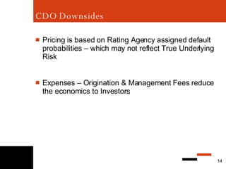 Cdo Risk Chart CDO: Collateralized Debt Obligation | PPT