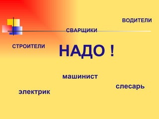 НАДО ! СТРОИТЕЛИ ВОДИТЕЛИ СВАРЩИКИ машинист электрик слесарь 
