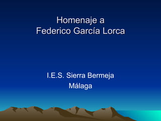 Homenaje a Federico García Lorca ,[object Object],[object Object]