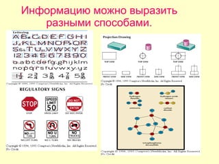 Информацию можно выразить разными способами. 