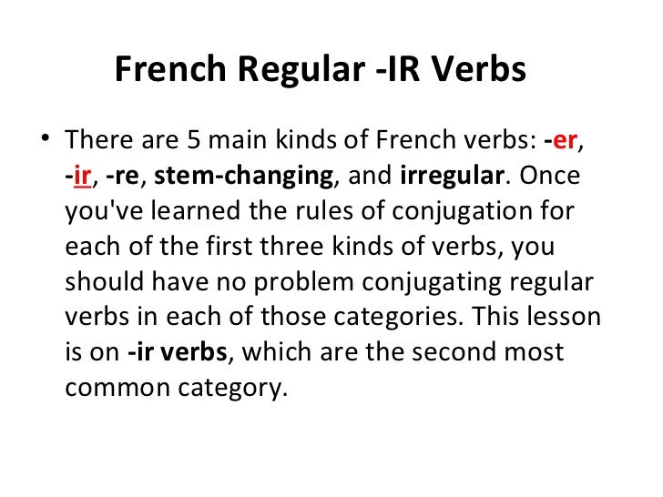 French Er Verb Chart