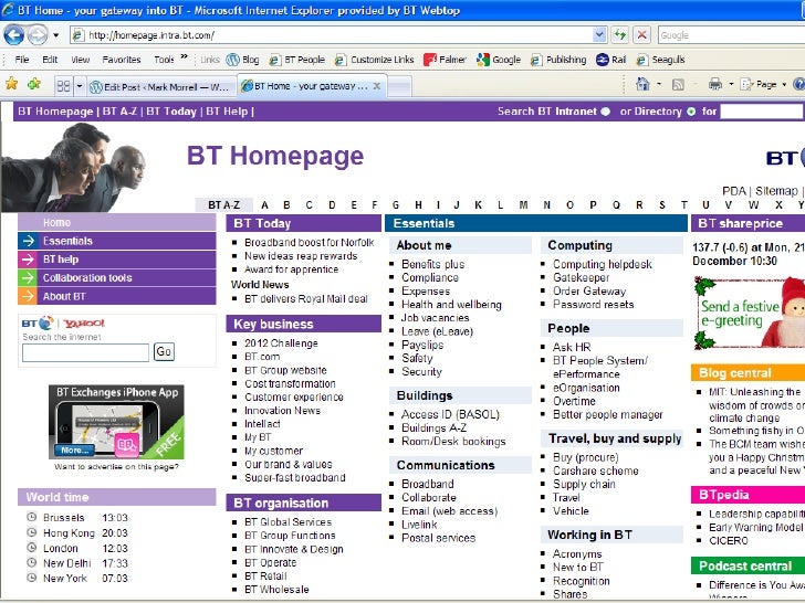 BT Homepage Dec 2009 after relaunch