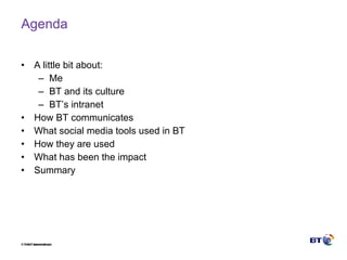 How BT uses social media with internal communication | PPT