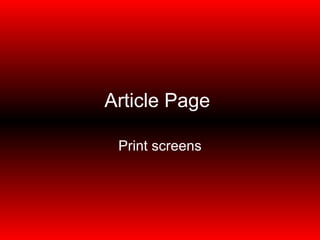 Article Page   Print screens 