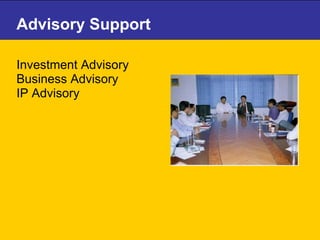 Advisory Support Investment Advisory Business Advisory IP Advisory 
