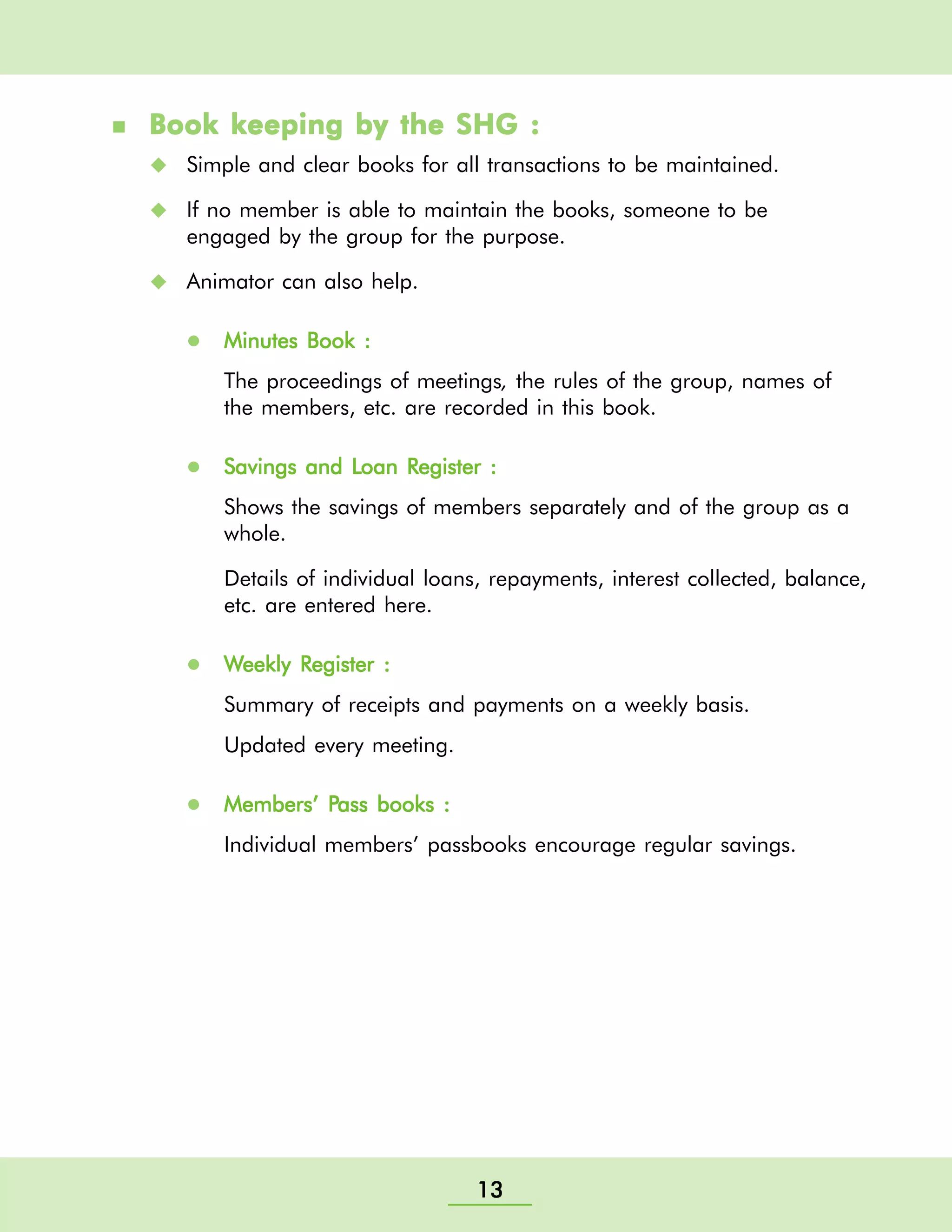 Self Helf Group Training Manual - Nabard