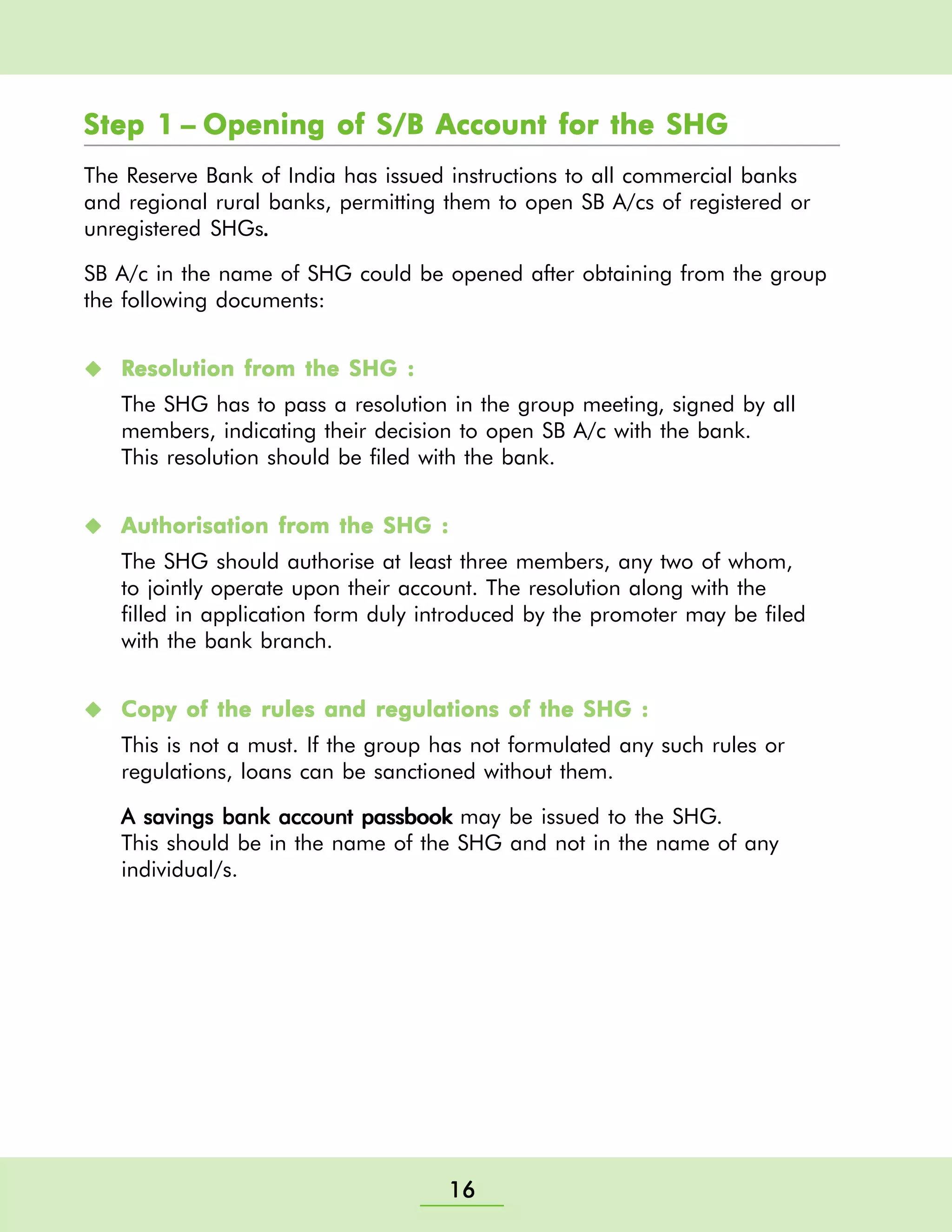 Self Helf Group Training Manual - Nabard