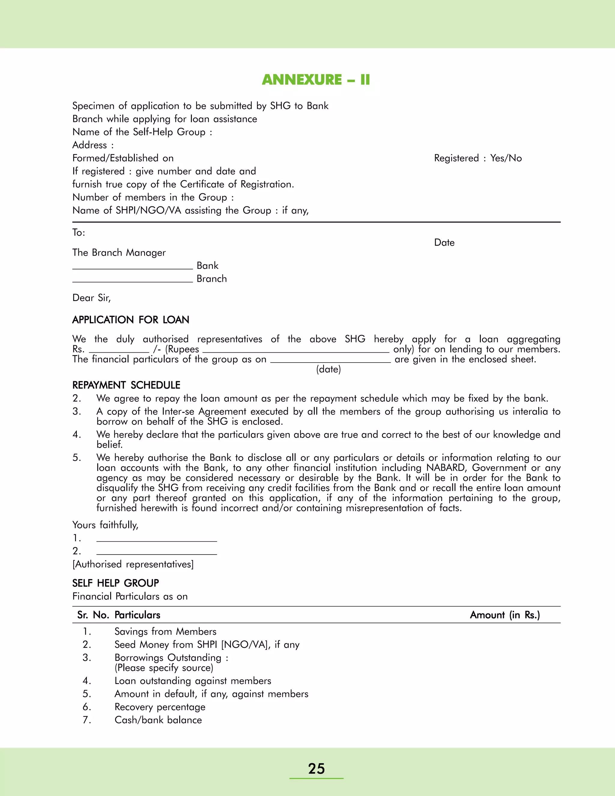 Self Helf Group Training Manual - Nabard