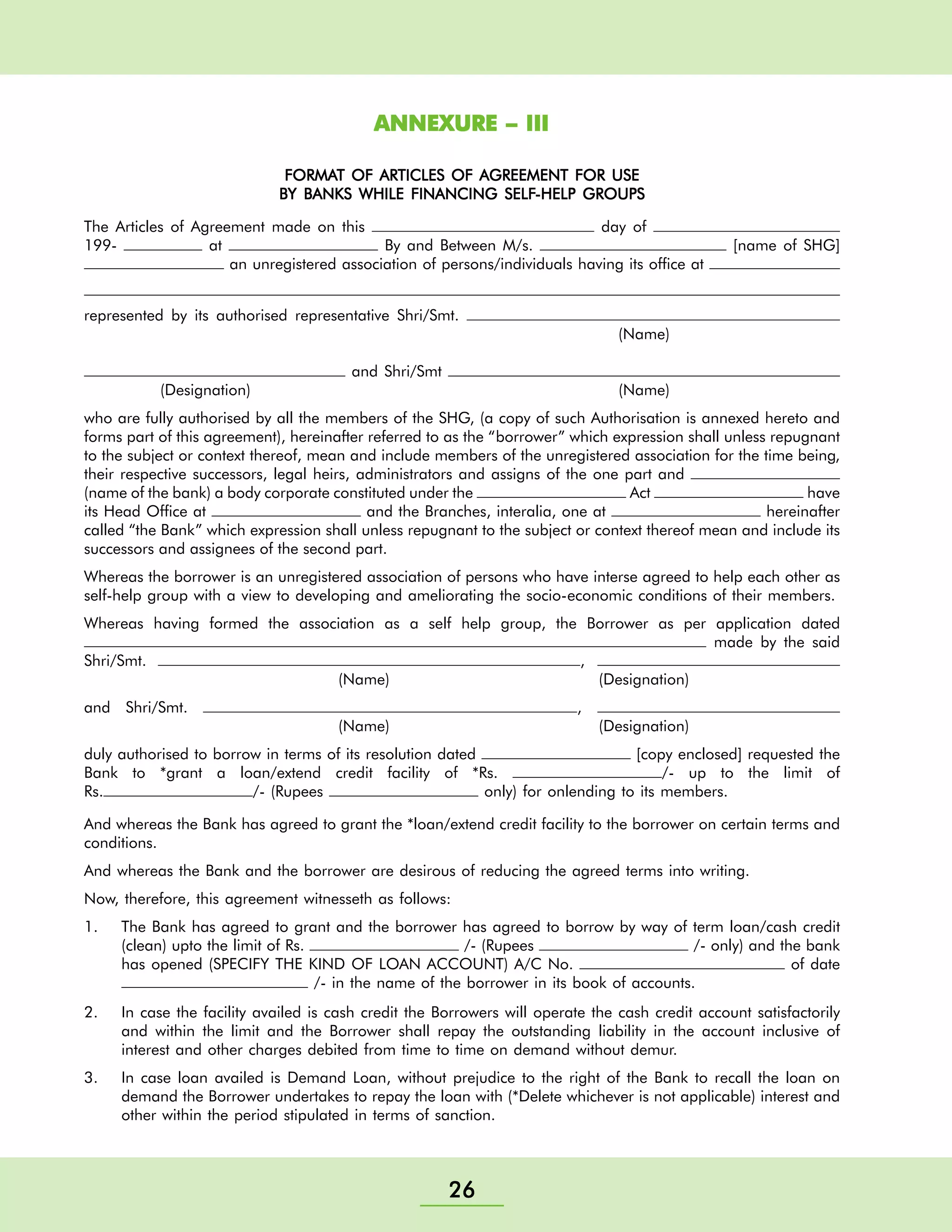 Self Helf Group Training Manual - Nabard