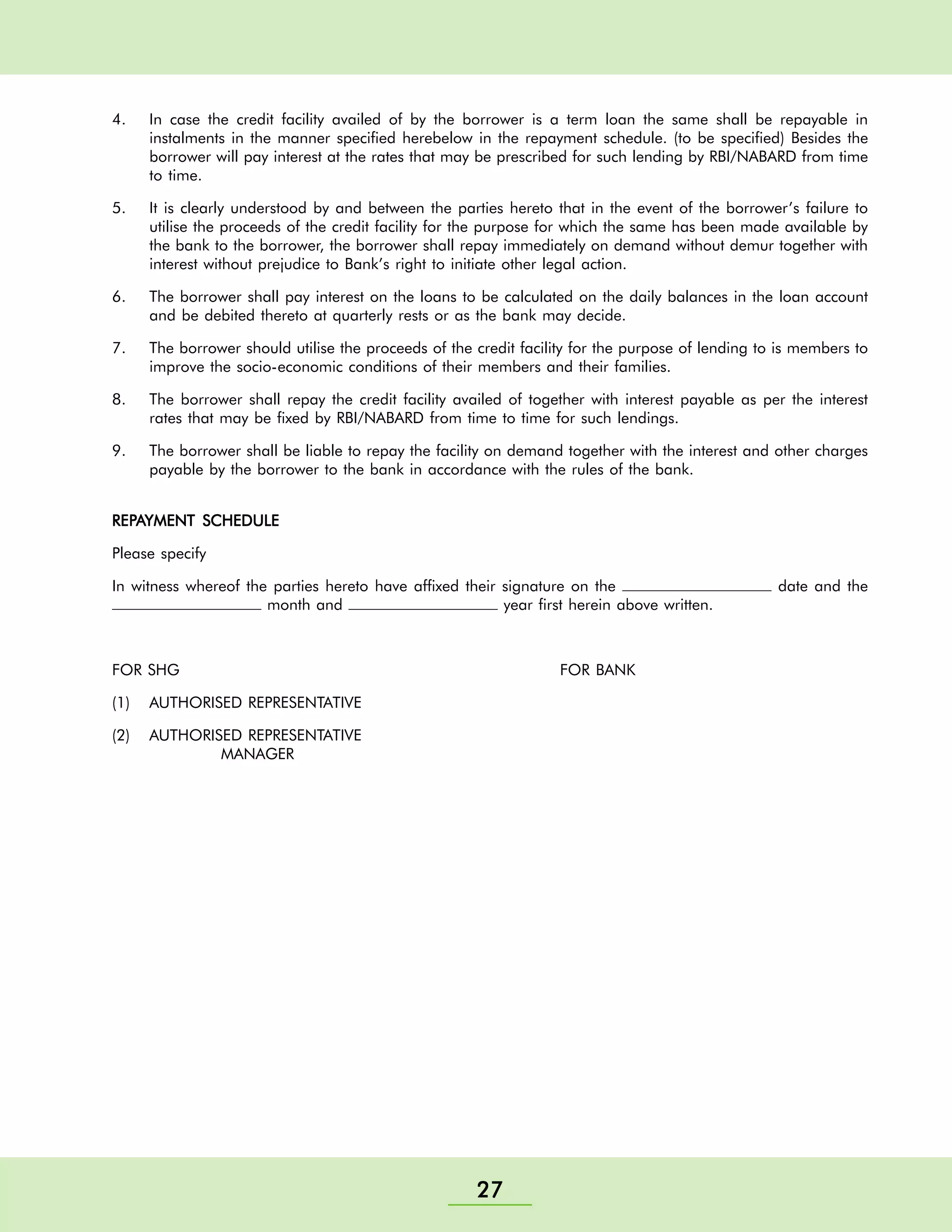 Self Helf Group Training Manual - Nabard