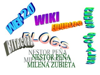 WEB 2.0 BLOGS BITACORA WIKI EDUBLOG REDES SOCIALES NESTOR PEÑA MILENA ZUBIETA 