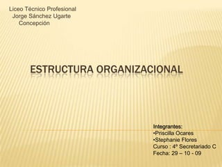Liceo Técnico Profesional  Jorge Sánchez Ugarte      Concepción Estructura Organizacional Integrantes: ,[object Object]