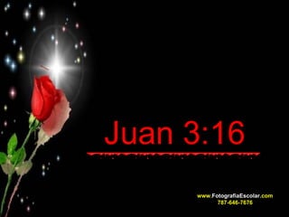 Juan 3:16   www. FotografiaEscolar. com 787-646-7676 