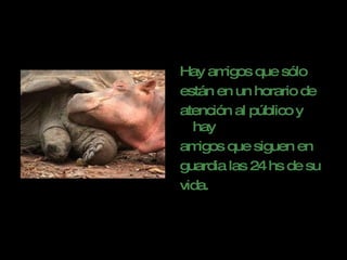 Hay amigos que sólo  están en un horario de  atención al público y hay  amigos que siguen en  guardia las 24 hs de su  vida. 