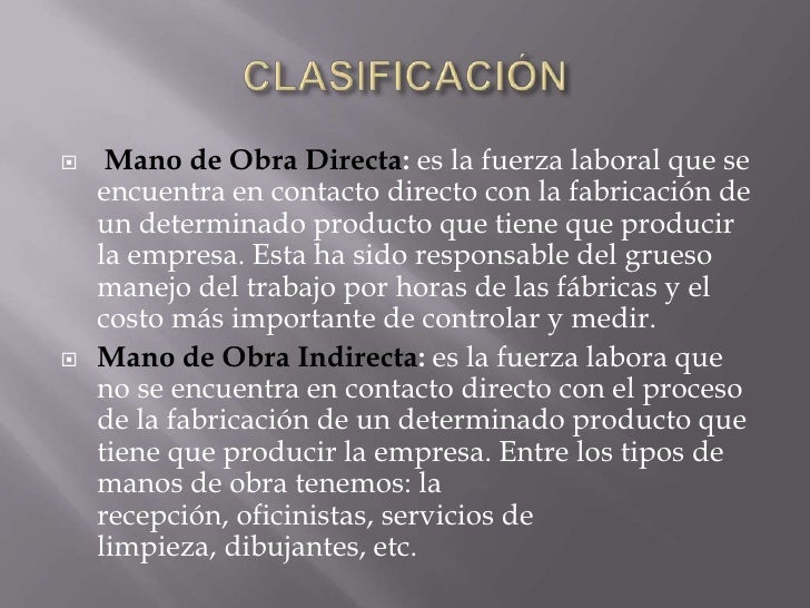 Mano De Obra Ejemplos