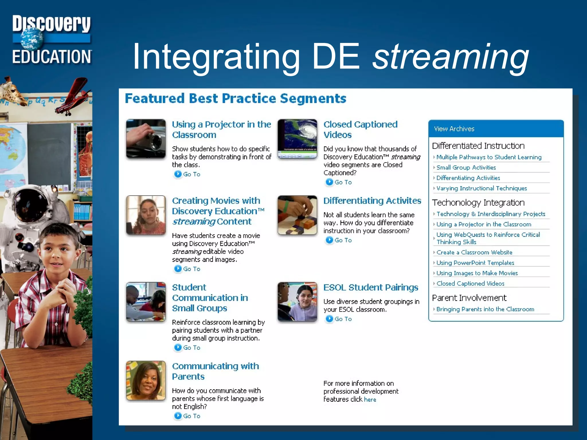Integrating DE  streaming 