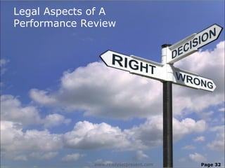 Legal Aspects of A
Performance Review




              www.readysetpresent.com   Page 32
 