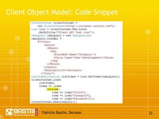 Fabrizio Basilio, Decatec28Client Object Model: Namespace