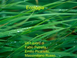 Ecologia Un Lavoro di  Fabio Petrella,  Emilio Picariello, Massimiliano Russo. 