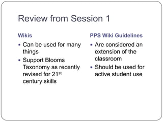 Use Inspiration or Kidspiration to diagram what your wiki structure might look like.Next Steps…