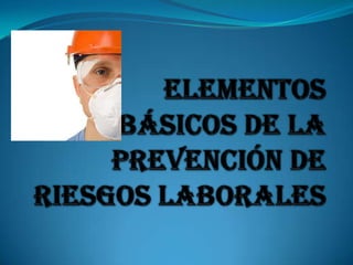 ELEMENTOS BÁSICOS DE LA PREVENCIÓN DE RIESGOS LABORALES 