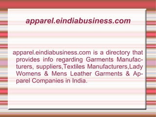 Apparel Garments Directory