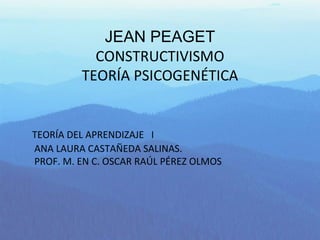 JEAN PEAGET CONSTRUCTIVISMO TEORÍA PSICOGENÉTICA TEORÍA DEL APRENDIZAJE  I ANA LAURA CASTAÑEDA SALINAS. PROF. M. EN C. OSCAR RAÚL PÉREZ OLMOS 