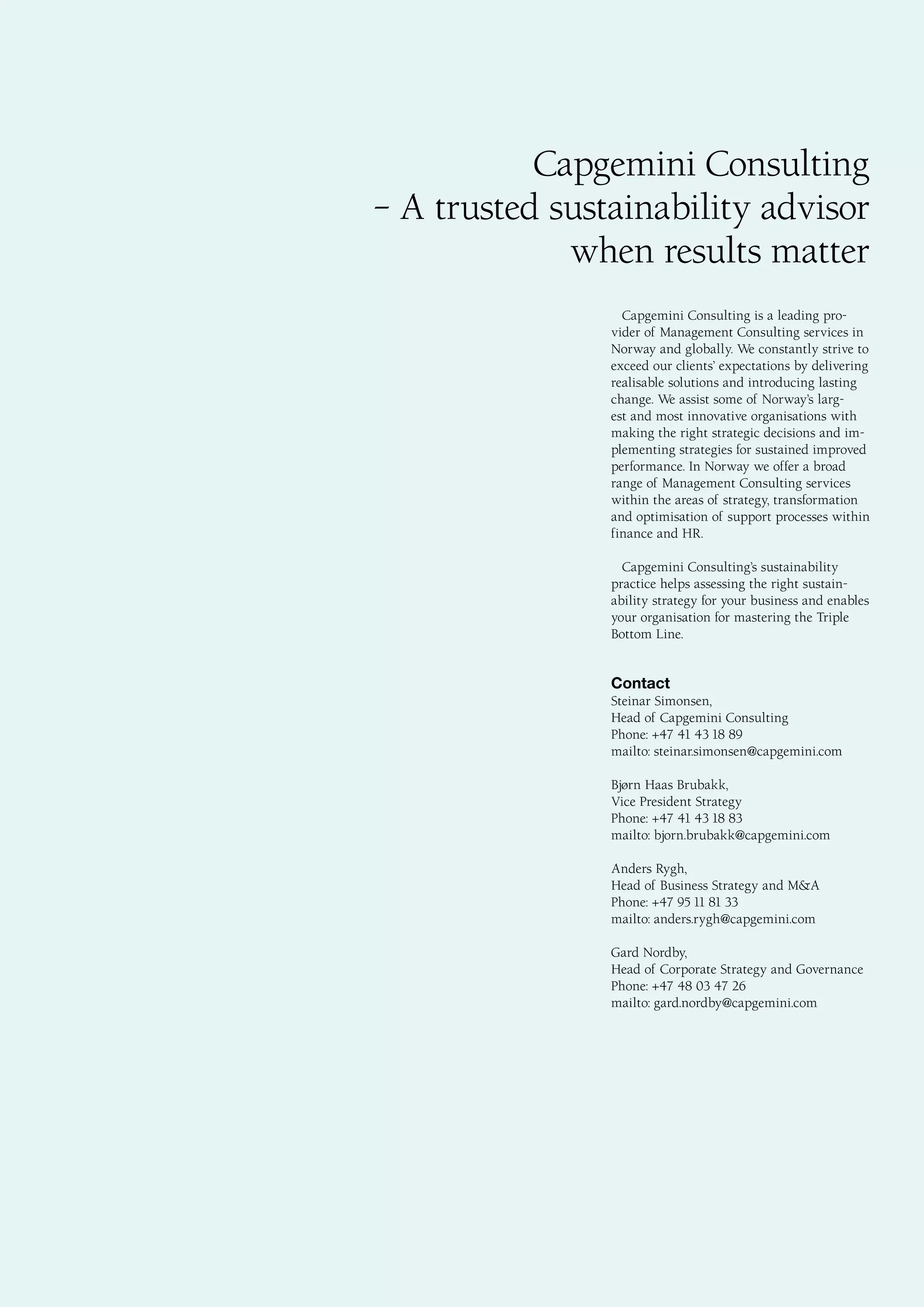 Report - Mastering The Triple Bottom Line