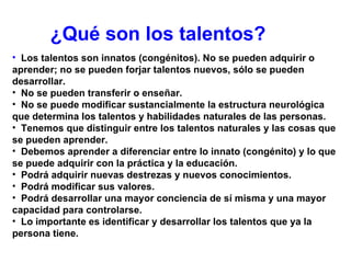Talento: ¿propiedad congénita o más bien educación y estudio? | PPT