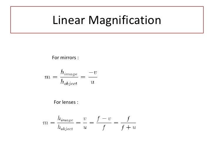 Ray Optics Formulaes