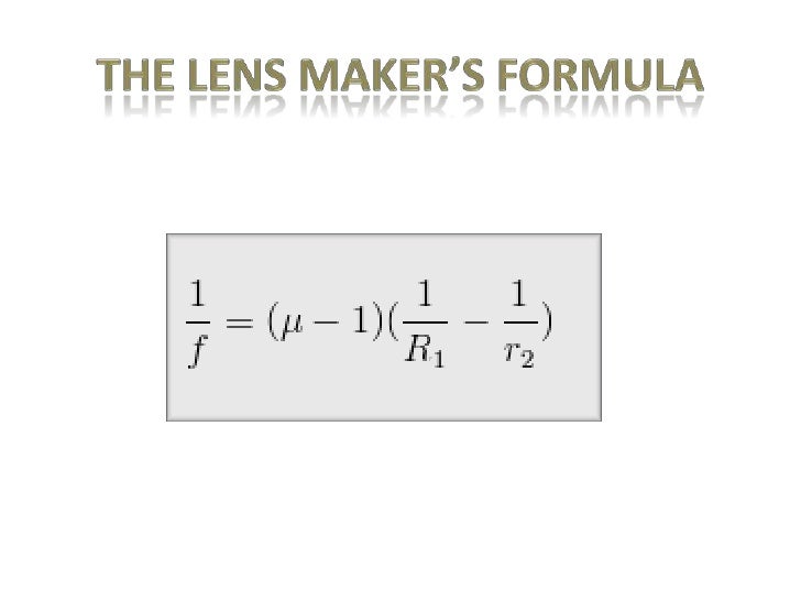 Ray Optics Formulaes