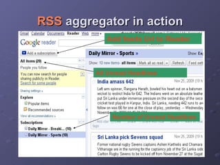 RSS  aggregator in action Add feeds Url to Reader Number of Unread Headlines   All Unread Headlines 