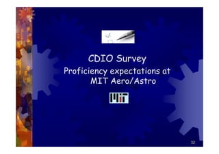 CDIO Survey
Proficiency expectations at
       MIT Aero/Astro




                              32
 