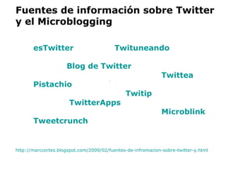 esTwitter   Twituneando   Blog de  Twitter   Twittea Pistachio   Twitip   TwitterApps   Microblink Tweetcrunch Fuentes de ...