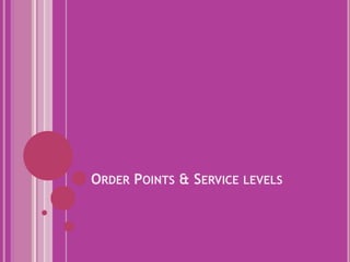 ORDER POINTS & SERVICE LEVELS
 