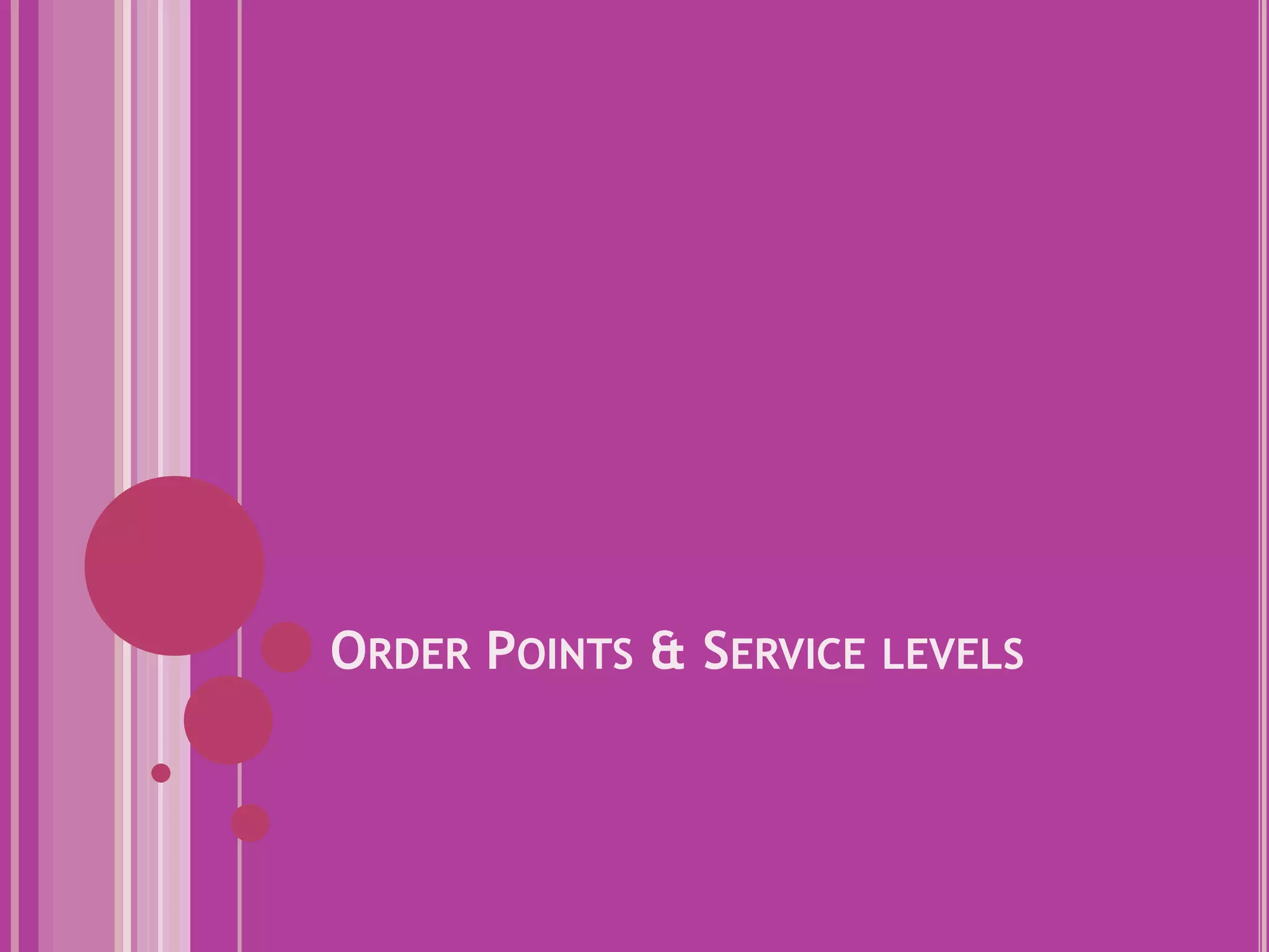 Order Points & Service levels