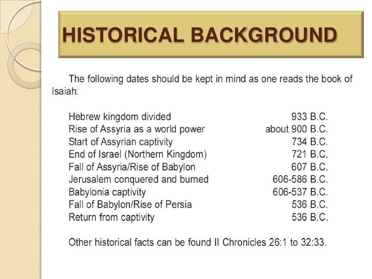 Historical Background Of Isaiah