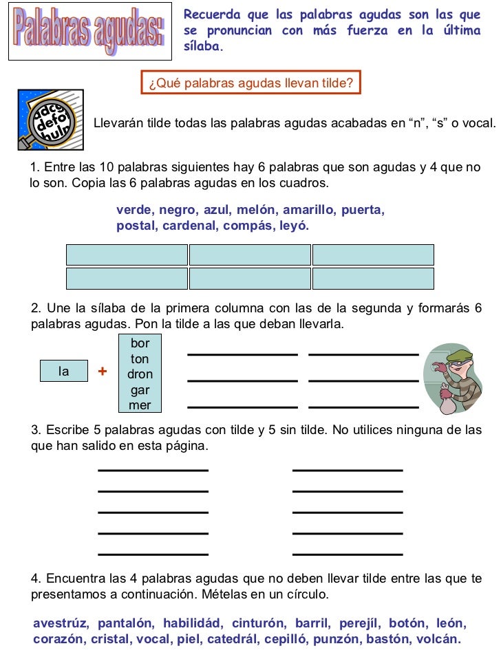 Acentuación en castellano para primaria