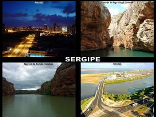 Hino Nacional Parte II Deitado eternamente em berço esplêndido, Ao som do mar e a luz do céu profundo, Fulguras,ó Brasil florão da América, Iluminado ao sol do Novo Mundo! Do que a terra mais garrida, Teus risonhos , lindos campos têm mais flores; “ Nossos bosques têm mais vida”, “ Nossa vida” no teu seio “mais amores” Ó Pátria amada, Idolatrada  Salve! Salve!. Brasil, de amor eterno seja símbolo O lábaro que ostentas estrelado, E diga o verde-louro dessa flâmula -”Paz no futuro e glória no passado”. Mas se ergues da justiça a clava forte, Verás que o filho teu não foge á luta, Nem teme, quem te adore, a própria morte. Terra adorada, Entre outras mil, És tu Brasil, Ó Pátria amada! Dos filhos deste solo és mãe gentil, Pátria amada, Brasil ! Letra : Joaquim Osório Duque Estrada Música : Francisco Manuel da Silva SERGIPE 