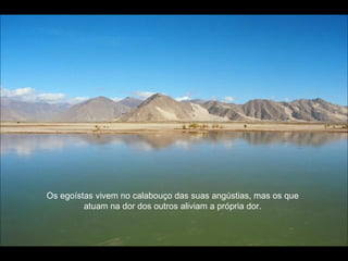 Os egoístas vivem no calabouço das suas angústias, mas os que atuam na dor dos outros aliviam a própria dor. 